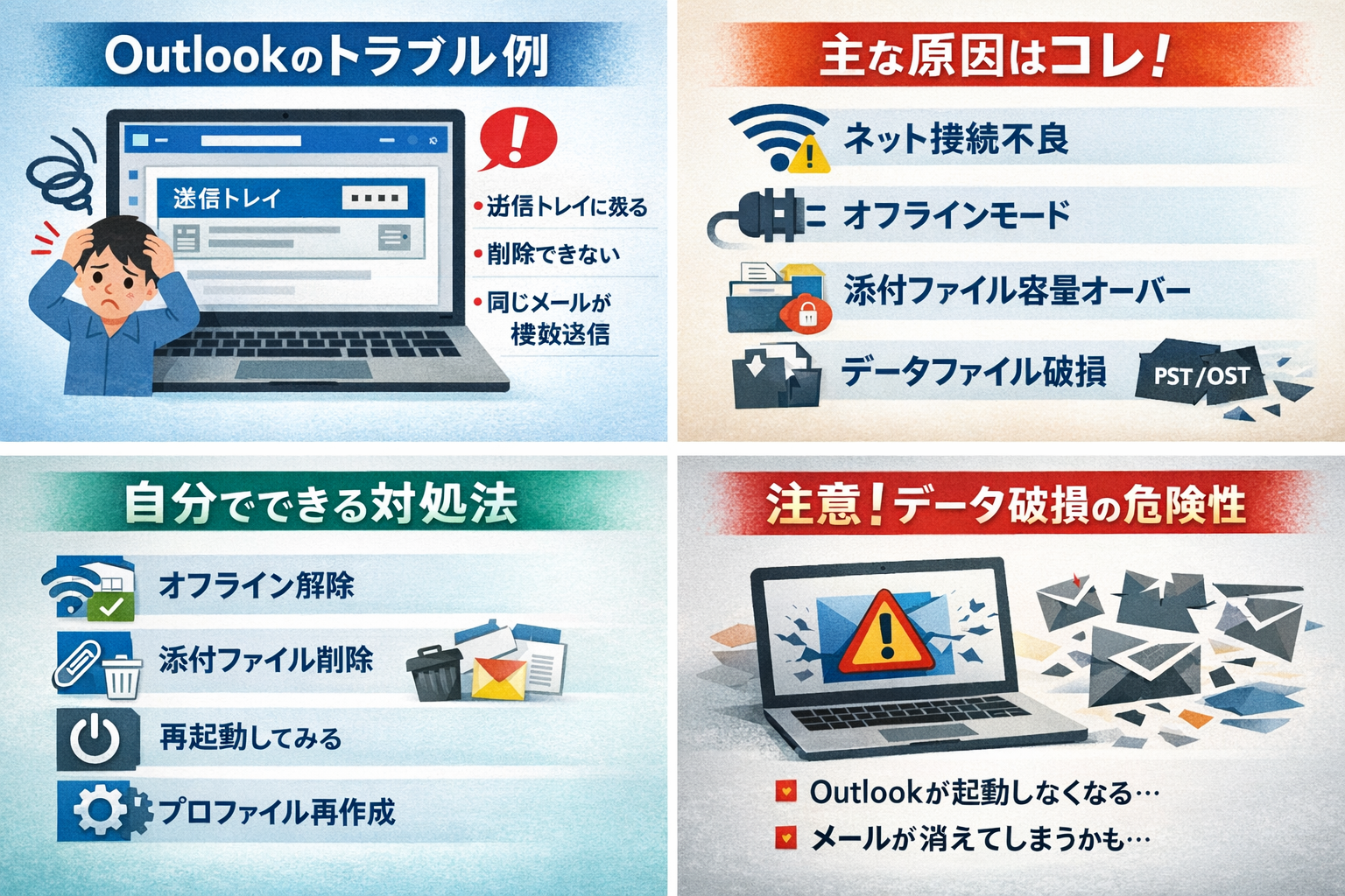 Outlookメールが送信トレイから消えない原因と対処法についての解説